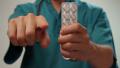Doctor giving strict order patient, taking prescribed medication Video