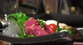 Chopsticks Pick Up An Sashimi (Most Likely Horse Meat) 4K Video