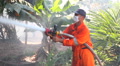 Fireman Extinguishing Burning Grass Forest Emergency Video