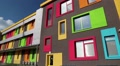 New building with many-coloured windows Video