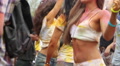 Sexy fit girls in shorts dancing in crowd, festival atmosphere Video