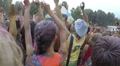 Girls teenagers waving hands to music at festival slow motion, click for HD Video