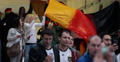 Ultra HD 4K Group German Football Fans Enter Stadium Public Viewing Semifinal Video