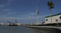 Coastal Construction Site With Construction Barge Long Shot HD Video