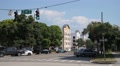 City Intersection With Stop Light - Trees Building And Clouds 1080P Time Laps Video