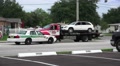 Police Car And Tow Truck At Car Accident In Residential Neighborhood HD Video
