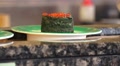 Japanese Salmon Roe (Eggs) Sushi On Food Conveyor Belt In Tokyo Restaurant HD Video