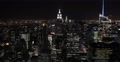 UHD 4K Establishing Shot Aerial View NYC Towers Skyline Big Apple Night Light US Video