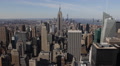 Spectacular New York City Skyline Aerial View Midtown Manhattan Sunny Blue Sky Video