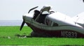 Crash Wreckage Of A Small Plane On Waterfront Grass Field Tampa Bay HD Video