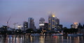 Ultra HD 4K Foggy Dusk Light Night View Frankfurt Main Skyline Establishing Shot Video