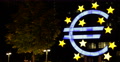 Ultra HD 4K Euro Sign Frankfurt Illuminated Night Lights Front European Germany Video