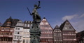 Ultra HD 4K Frankfurt Old City Justice Statue Colorful Houses Square Romerplatz Video