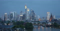 Ultra HD 4K Frankfurt Skyline Establishing Shot Busy Business Office Night Light Video