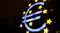 Famous German City Symbol Euro Sign Frankfurt Night Light Iconic German Landmark Video