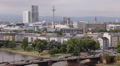 Frankfurt Busy City Traffic Jam Cars Passing Commuters Commuting Europe TV Tower Video