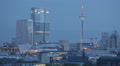 Europaturm Europe TV Tower Frankfurt Skyline Aerial View Highrise Evening Night Video