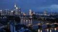 Financial District Frankfurt Skyline Aerial View Night Thunderstorm Lightning Video