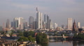 Aerial View Frankfurt Germany Financial Center Corporate Office Towers Sunny Day Video