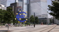 Pedestrian Walking Sidewalk Busy Business Center Euro Sign Frankfurt People Walk Video