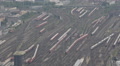 Frankfurt Main Central Railway Station Aerial View Trains Passing Moving Traffic Video
