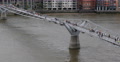 UHD 4K Landmark London Thames River Millennium Bridge People Walking Commuter UK Video