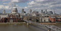 UHD 4K People Crossing Pedestrians Bridge London Aerial View Skyline Traffic UK Video