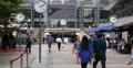 Ultra HD 4K Businessmen People Walking Canary Wharf London Business Office Build Video
