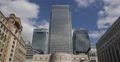UHD 4K Building Canary Wharf London Office Skyscrapers Business Towers Sunny Day Video
