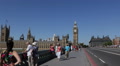 People Crossing World Famous Westminster Bridge Houses Parliament London England Video