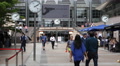 Businessmen People Walking Canary Wharf London Business District Office Building Video