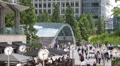 People Crossing Canary Wharf Square Business Area London Establishing Shot Day Video