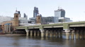 Train Arrival Station Cannon Street Railway Bridge Thames River London Commuters Video