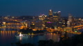 Pittsburgh Skyline Night Timelapse Zoom-in 1 Video