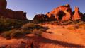 Arches 01 Tilt Up Double Arch Sunset Utah USA Video