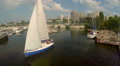 Sailing yacht leaving marina. Active rest, outdoor activities Video