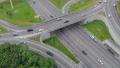Busy city highway, overpass, fast-driving cars view from above Video