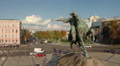 Aerial shot of monument to Ukrainian leader, beautiful cityscape Video