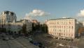Statue of general on horse, city panorama view from above Video