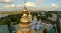 Aerial view of church with golden domes and magnificent city Video