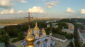 Golden domes of cathedral, beautiful cityscape, view from above Video
