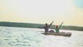 Happy boyfriend girlfriend enjoying boat ride, relaxation, water Video