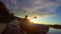 Two guys kayaking at sunset, sport, action camera, traveling Video
