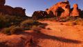4K Arches 01 Tilt Up Double Arch Sunset Utah USA Video