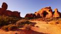 4K Arches 14 Windows Section Sunset Double Arch Utah USA Video