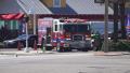Fire Truck In Day Light At Scene Of Car Crash 01 4K Video