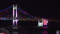 Gwangan Bridge Nighttime Led Light Show Busan South Korea Close Up Fireworks HD Video