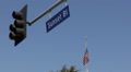 Famous Sunset Boulevard Street Sign Traffic Light American Flag Los Angeles Icon Video