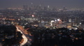 Los Angeles Skyline Busy Road US Freeway Car Traffic Jam LA Night Evening Lights Video