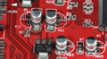 Red Board Modern High Technology Computer Circuits Background Digital Processor Video